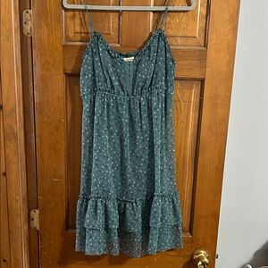 American Eagle Outfitters Teal and Purple Ruffle Dress